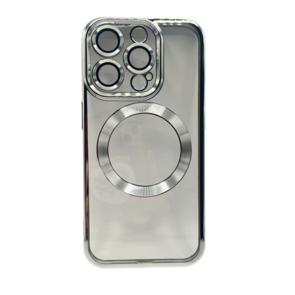 iPhone 15 Pro Max Clear Protective Case Silver‎ Metallic Trim NEW
